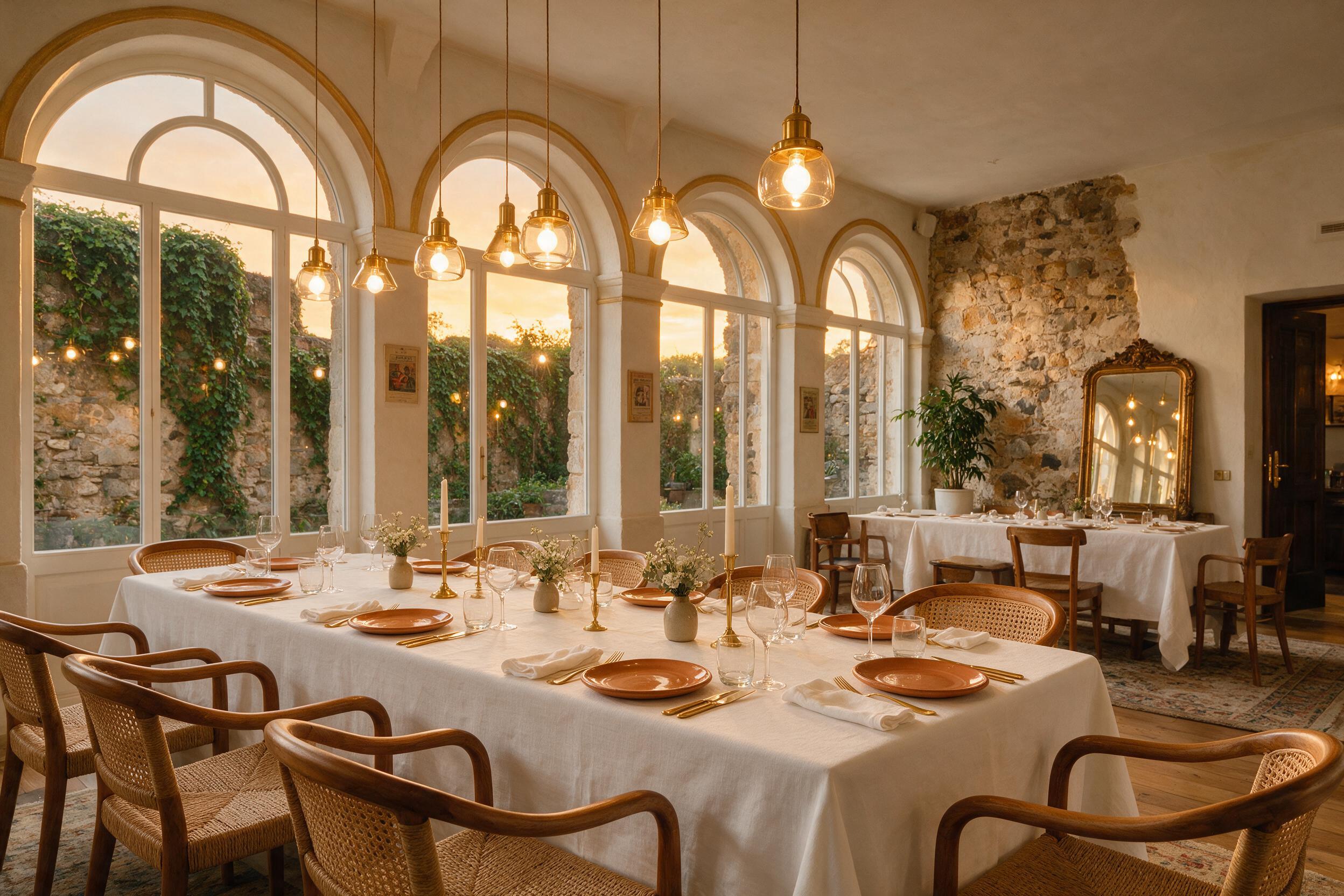 Comedor del restaurante con vistas a la muralla